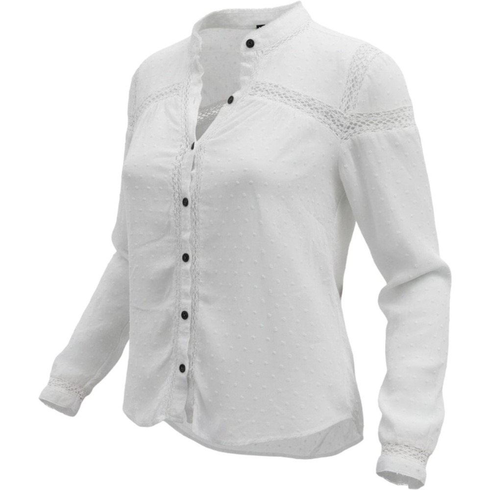 Free People White Swiss Dot Lace Trim Button Down Blouse Small OB571105